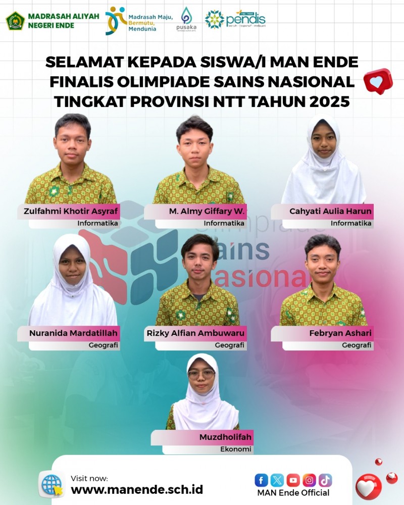 Tujuh Orang Duta OSN-K MAN Ende Berhasil Lolos ke OSN-P